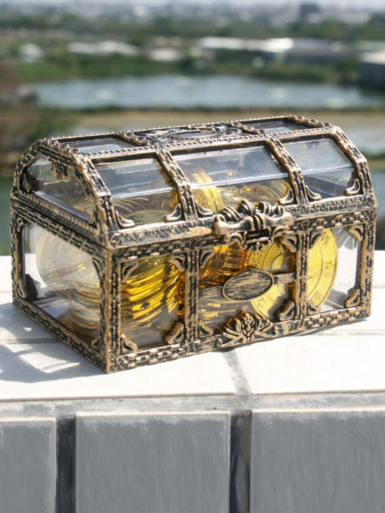 1 Pha Lê Cướp Biển Kho Báu Hộp Trang Sức Đồng Xu Lưu Trữ Hộp Sô Cô La Đá Quý Hộp Kẹo Hộp Bảo Quản Quà Tặng Năm Mới Cưới Phụ Kiện - Đồng - Xem 1