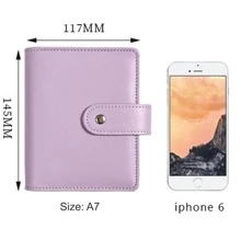 A7全套便攜4貼紙6收納袋12頁日程表Pu皮革活頁夾拉鍊省錢信封翻蓋預算計劃筆記本封面文件夾議程文具用品收納包 - 米色 - 查看 5