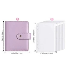 A7全套便攜4貼紙6收納袋12頁日程表Pu皮革活頁夾拉鍊省錢信封翻蓋預算計劃筆記本封面文件夾議程文具用品收納包 - 米色 - 查看 6