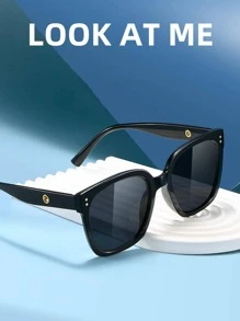 Square Frame Fashion Glasses For Daily Driving And Outdoor Activities - Black - View 2