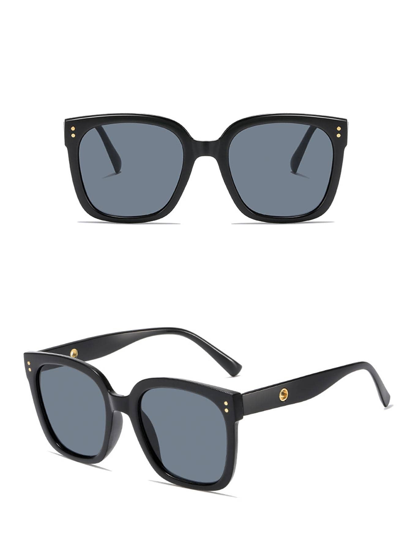 Square Frame Fashion Glasses For Daily Driving And Outdoor Activities - Black - View 1