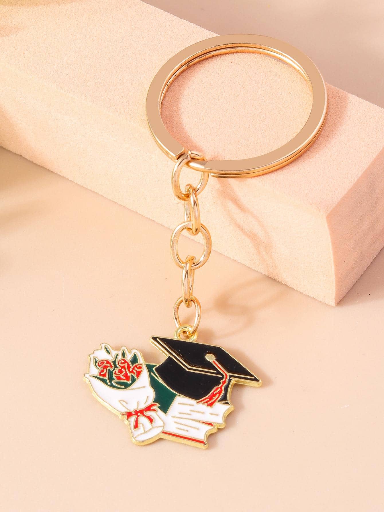 Móc khóa quyến rũ mũ tốt nghiệp - Đen và trắng - Xem 1