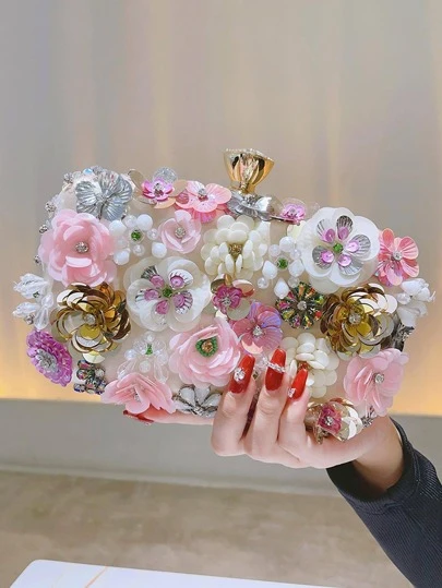 Floral Shoulder Bag, Cheongsam Bag, Fairy Clutch, Banquet Bag, Bridesmaid Bag, Bride Bag, Square Bag, Evening Bag, Pearl Clutch, Sequin Beaded Bag, Formal Dress Bag, Chain Shoulder Bag