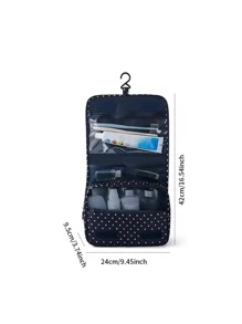 1pc Portable Toiletry Travel Bag - Navy Blue - View 9