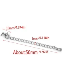 10入組/套時尚不銹鋼水滴裝飾龍蝦扣適合女士DIY首飾製作 - 銠色 - 查看 4