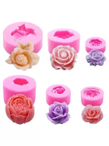 6 piezas Molde de silicona con diseño de flores para manualidades DIY