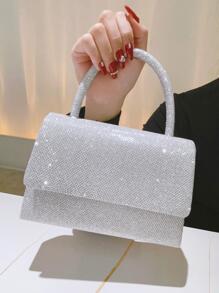 Bling, Sáng bóng quyến rũ, Thanh lịch, Tinh tế Long lanh nắp vuông Túi có tay cầm trên cùng Túi ăn tối tối giản, Túi buổi tối cho cô gái dự tiệc, phụ nữ, dành cho nữ Hoàn hảo cho bữa tiệc, đám cưới, vũ hội, bữa tối / tiệc, món quà tốt nhất cho phụ nữ - Bạc - Xem 5