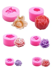 6 piezas Molde de silicona con diseño de flores para manualidades DIY