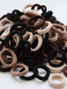 100 chiếc dây buộc tóc trơn, dây buộc tóc đuôi ngựa thông thường, dây thun buộc tóc, dây thun buộc tóc - Cà phê - Xem 3