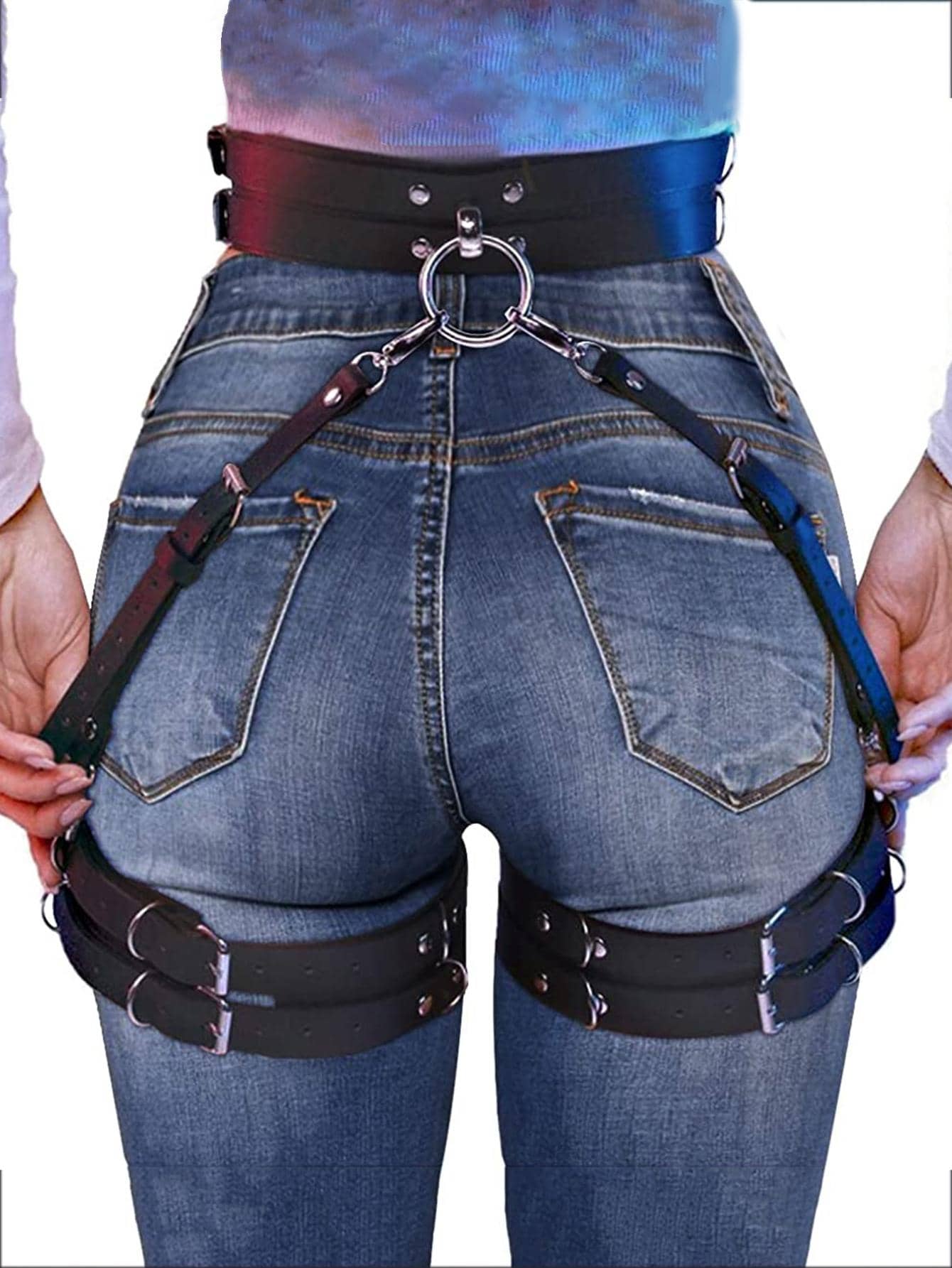 1pc Women Studded Decor Fashionable Garter Belt For Party - Black - View 1