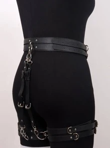 1pc Women Studded Decor Fashionable Garter Belt For Party - Black - View 5