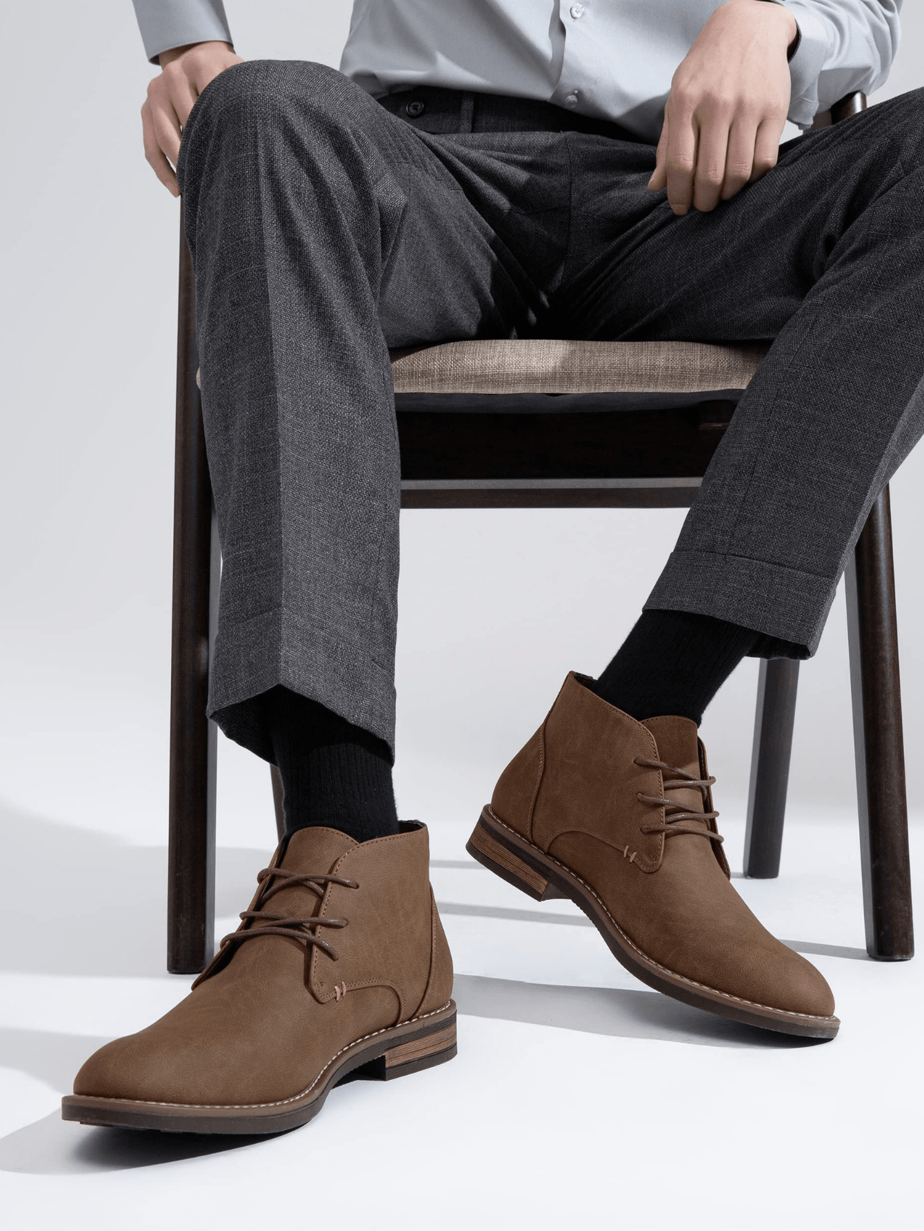 SHOESMALL Jousen Men's Chukka Boots Lace Up Desert Ankle Boots Classic