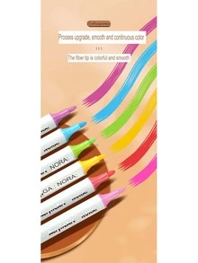 9pcs Colorful Simple Letter Graphic Maker Pen, Portable Multi-purpose Highlight Pen For Painting - Multicolor - View 2