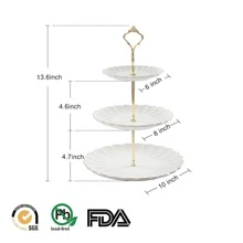 SWEEJAR Đế bánh gốm 3 tầng cho đám cưới, Đế bánh cupcake tráng miệng cho đĩa phục vụ tiệc tràSWEEJAR Đế bánh gốm 3 tầng cho đám cưới, Đế bánh cupcake tráng miệng cho tiệc trà phục vụ đĩa Trang trí đám cưới Đồ dùng cho tiệc cưới Trang trí tiệc cưới Phụ kiện đám cưới Đế bánh cưới - trắng - Xem 3