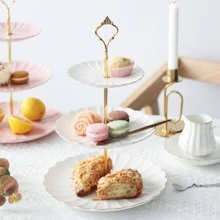 SWEEJAR Đế bánh gốm 3 tầng cho đám cưới, Đế bánh cupcake tráng miệng cho đĩa phục vụ tiệc tràSWEEJAR Đế bánh gốm 3 tầng cho đám cưới, Đế bánh cupcake tráng miệng cho tiệc trà phục vụ đĩa Trang trí đám cưới Đồ dùng cho tiệc cưới Trang trí tiệc cưới Phụ kiện đám cưới Đế bánh cưới - trắng - Xem 4