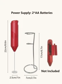 REUP 1pc Multifunction Portable ABS Milk Frother, Modern Red Battery Operated Whisk For Kitchen - Red - View 6