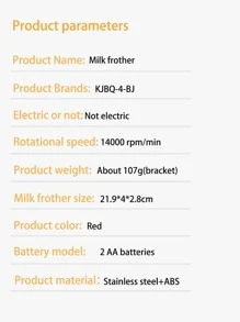 REUP 1pc Multifunction Portable ABS Milk Frother, Modern Red Battery Operated Whisk For Kitchen - Red - View 7