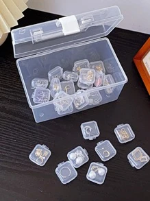 10pcs Mini Plastic Storage Containers Box Portable Pill Medicine Holder Storage Organizer Jewelry Packaging For Earrings Rings College Dorm Essentials, Stuff Bag, Nail Charms Organizer Necklace - Clear - View 3