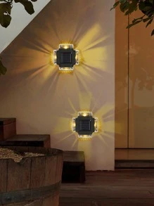 1入組防水太陽能圍欄燈，戶外太陽能壁燈，太陽能庭院燈，戶外後院，露台，甲板欄杆，樓梯欄杆，游泳池，牆壁太陽能燈 - 黃色 - 查看 1