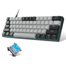 60% Mechanical Keyboard, 61Keys Gaming Keyboard with Blue/Red Switches and Sea Blue Backlit Small Compact 60 PercentMechanical Keyboard Portable for Laptop Windows Computer and Gamer - 黑色 - 查看 1