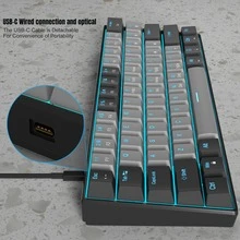 60% Mechanical Keyboard, 61Keys Gaming Keyboard with Blue/Red Switches and Sea Blue Backlit Small Compact 60 PercentMechanical Keyboard Portable for Laptop Windows Computer and Gamer - 黑色 - 查看 7