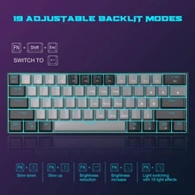 60% Mechanical Keyboard, 61Keys Gaming Keyboard with Blue/Red Switches and Sea Blue Backlit Small Compact 60 PercentMechanical Keyboard Portable for Laptop Windows Computer and Gamer - 黑色 - 查看 8