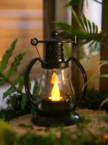 1pc Retro LED Kerosene Lamp Night Light, Table Lamp, Bedside Light, Decorative Atmosphere Light, Outdoor Camping Camping Light, Home Decor, Bedroom Decor, Wedding Decor, party Decor - Yellow - View 4