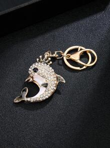 Móc khóa quyến rũ cá heo Rhinestone - Nhiều màu - Xem 2