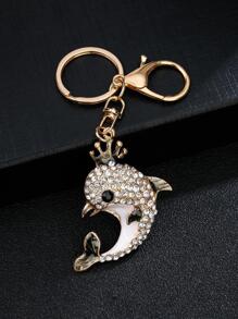 Móc khóa quyến rũ cá heo Rhinestone - Nhiều màu - Xem 4