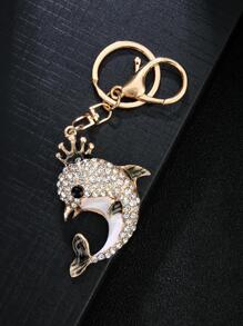 Móc khóa quyến rũ cá heo Rhinestone - Nhiều màu - Xem 5