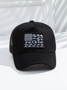 Nam Cá Vá Trang Trí Mũ Trucker - màu đen - Xem 4