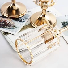 Pillar Candle Holder Crystal Candlesticks Holder For Dining Coffee Table Wedding Events Parties Home Decor Candle Holders For Pillar Candle, - Gold - View 2