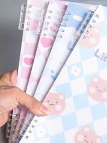 MOKA 1入組卡通圖形活頁夾活頁日記本，可愛學生多用途活頁筆記本 - 彩色 - 查看 5