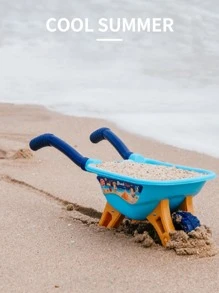 6pcs/set ABS Beach Cart Trolley Toy, Funny Beach Toy For Kids - Blue - View 1