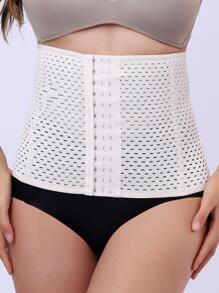 1入組女性鉤眼扣休閒產後收腹帶適用於日常 - 杏色 - 查看 1