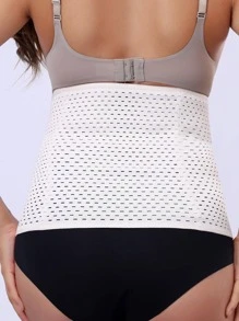 1入組女性鉤眼扣休閒產後收腹帶適用於日常 - 杏色 - 查看 3