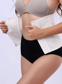 1入組女性鉤眼扣休閒產後收腹帶適用於日常 - 杏色 - 查看 5