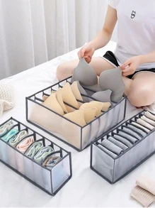 1入組可折疊內衣收納盒帶抽屜和格適用於襪子,文胸,內褲,壁櫥收納 - 灰色 - 查看 1