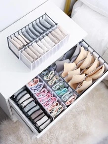 1入組可折疊內衣收納盒帶抽屜和格適用於襪子,文胸,內褲,壁櫥收納 - 灰色 - 查看 5