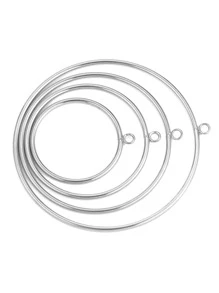 10 cái Thép không gỉ 20 30 40 50 60 mm Lớn Váy rộng Dangle khung viền Hoa tai Phụ kiện trang sức DIY Hoa tai - Bạc - Xem 1