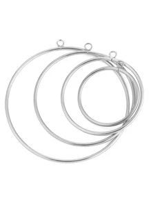 10 cái Thép không gỉ 20 30 40 50 60 mm Lớn Váy rộng Dangle khung viền Hoa tai Phụ kiện trang sức DIY Hoa tai - Bạc - Xem 3