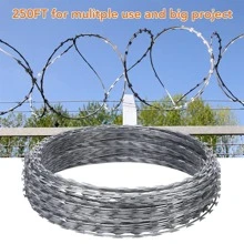 Razor Wires, Razor Barbed Wire, 50FT Per Roll Razor Wire Fencing Razor Fence, Barbed Wire Galvanized Steel Razor Wire for Garden, Fence, Farm, Orchard - 銀色 - 查看 2