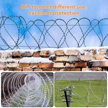 Razor Wires, Razor Barbed Wire, 50FT Per Roll Razor Wire Fencing Razor Fence, Barbed Wire Galvanized Steel Razor Wire for Garden, Fence, Farm, Orchard - 銀色 - 查看 7