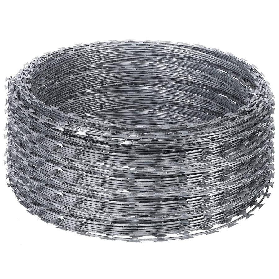 Razor Wires, Razor Barbed Wire, 50FT Per Roll Razor Wire Fencing Razor Fence, Barbed Wire Galvanized Steel Razor Wire for Garden, Fence, Farm, Orchard - 銀色 - 查看 1
