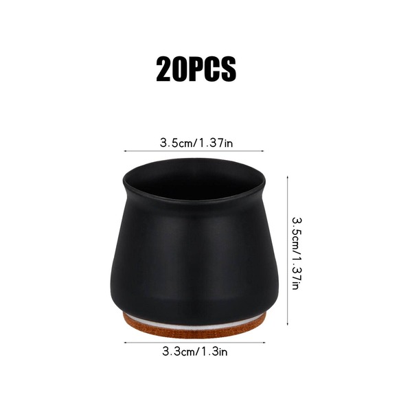 20pcs Protective Caps For Chair Legs With Felt, Round Chair Leg Caps