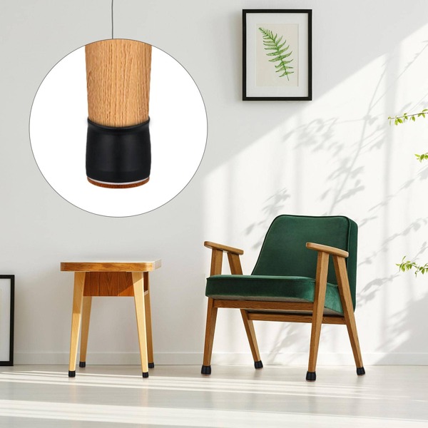 20pcs Protective Caps For Chair Legs With Felt, Round Chair Leg Caps