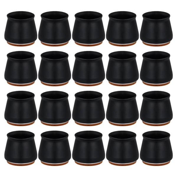 20pcs Protective Caps For Chair Legs With Felt, Round Chair Leg Caps