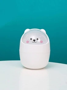 1pc Cartoon Graphic Desktop Waste Bin, Cute PP Garbage Can For Home - White - View 5