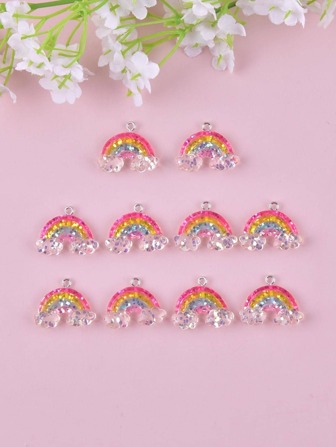 10/20 piezas Charms de resina brillantes y arcoíris de moda para hacer joyas como pendientes y collares