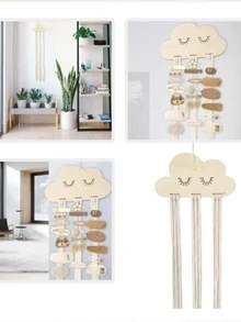 1 pieza Horquilla en forma de nube de madera DIY almacenamiento cuerda - Caqui - Ver 7